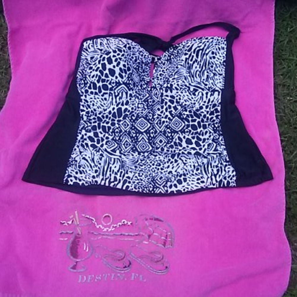 Catalina Black and White One-Piece Swimsuit with Side Panels
